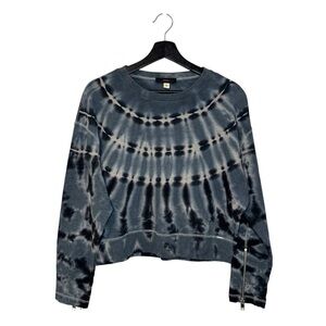 Diesel Casual Blue Tie-Dye Streetwear Crew Neck Sweater with Zipper Detail